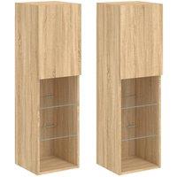 Berkfield Home TV Cabinets with LED Lights 2 pcs Sonoma Oak 30.5x30x102 cm in Brown
