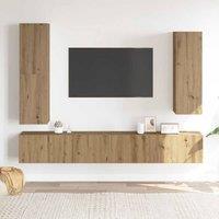 Berkfield Home Classic 4 Piece TV Cabinet Set Wall-mounted Artisan Oak Engineere in Brown