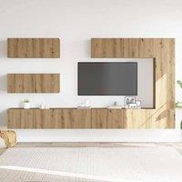Berkfield Home Classic 7 Piece TV Cabinet Set Wall-mounted Artisan Oak Engineere in Brown
