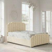 Stratus Interiors Supreme Bed Panelled Head Footboard - Gas Lift Ottoman Storage - Cream | Size: Small Double