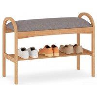 Gymax 2-Tier Shoe Rack With Padded Cushion & Shelf Shoe Bench For Entryway in Grey