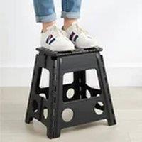 EONLION Portable Folding Plastic Stool Collapsible Step Seat in Black