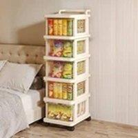 EONLION 5-Tier Plastic Storage Drawer Trolley Home Office Organiser in Cream