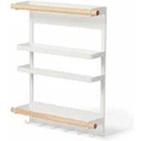 EONLION Magnetic Fridge Spice Rack with Paper Towel Holder & 6 Hooks in White