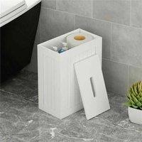 VOGREX Slimline White Shaker Unit Bathroom Toilet Roll Storage Tidy Box