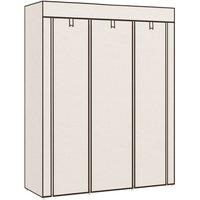 Nordara HOMCOM Fabric Portable Wardrobe with 8 Shelves 2 Hanging Rails in Cream
