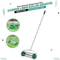 Nordara Lawn Aerator Grass Roller, 3 Level Adjustable Telescopic Handle in Green
