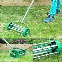 Nordara Gardening Lawn Aerator Grass Roller With 3-Level Adjustable Handle in Green