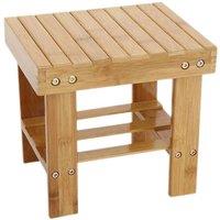 VOGREX Multi-Purpose Bamboo Stool, Small Step Seat for Home Kitchen in Brown