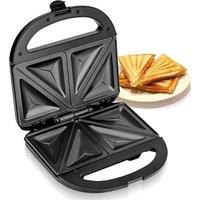VOGREX Non-Stick 2 Slice Sandwich Maker, 750W Easy Clean Toaster in Black