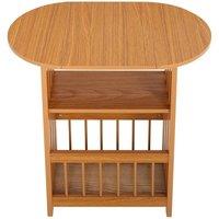 Havendro Small Magazine Rack Shelf Foldable Wooden Sofa Side Table in Brown