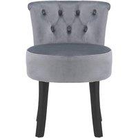 Havendro Velvet Grey Vanity Stool Dressing Table Chair Bedroom