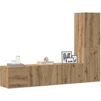 Berkfield Home Wall Mounted TV cabinets 3 pcs Artisan Oak Engineered Wood in Brown
