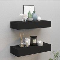 Berkfield Home Wall-mounted Drawer Shelves 2 pcs Black 60x23.5x10cm MDF | Size: 60x23.5x10 cm