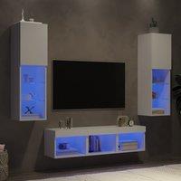 Berkfield Home 5 Piece TV Wall Units with LED White Engineered Wood
