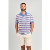 Double TWO Men's Multicolour Stripe Cotton Blend Short Sleeve Polo Shirt | Size: XL