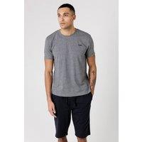 Tokyo Laundry Men's Crew Neck Logo T-Shirt & Shorts Pyjama Set in Grey | Size: Large