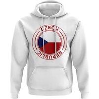 Czech Republic Men's Mens Football Badge Hoodie in White | Size: 2XL