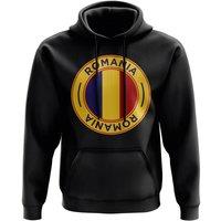 Romania Men's Mens Football Badge Hoodie in Black | Size: Medium