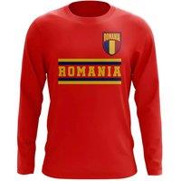 Romania Men's Mens Core Football Country Long Sleeve T-Shirt in Red | Size: Large