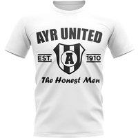 Ayr United Men's Mens Established Football T-Shirt White in Blue | Size: 2XL