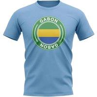 Gabon Men's Mens Football Badge T-Shirt Sky in Light Blue | Size: Medium