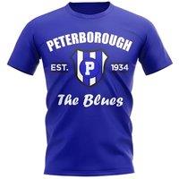 Peterborough Men's Personalised Established Football T-Shirt in Blue | Size: XL