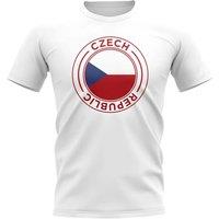 Czech Republic Men's Mens Football Badge T-Shirt in White | Size: Small
