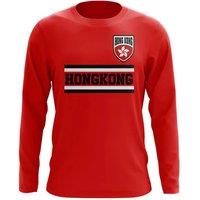 Hong Kong Men's Mens Core Football Country Long Sleeve T-Shirt in Red | Size: XL