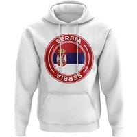 Serbia Men's Mens Football Badge Hoodie in White | Size: Large