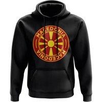 Macedonia Men's Mens Football Badge Hoodie Black in Red | Size: 2XL