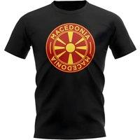 Macedonia Men's Mens Football Badge T-Shirt in Black | Size: 2XL