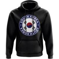 South Korea Men's Mens Football Badge Hoodie in Black | Size: Medium