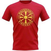 Macedonia Men's Mens Football Badge T-Shirt in Red | Size: Medium