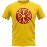 Macedonia Men's Mens Football Badge T-Shirt in Yellow | Size: Medium