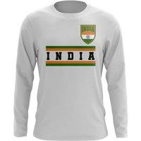 India Men's Personalised Core Football Country Long Sleeve T-Shirt in White | Size: Large