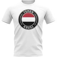 Yemen Men's Mens Football Badge T-Shirt in White | Size: Large