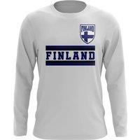 Finland Men's Personalised Core Football Country Long Sleeve T-Shirt in White | Size: 2XL