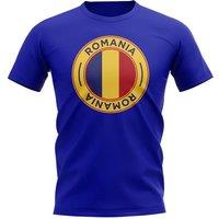 Romania Men's Mens Football Badge T-Shirt Royal in Blue | Size: Large