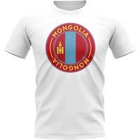 Mongolia Men's Personalised Football Badge T-Shirt in White | Size: Small