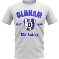 Oldham Men's Personalised Established Football T-Shirt in White | Size: XL