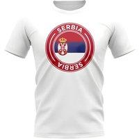 Serbia Men's Mens Football Badge T-Shirt in White | Size: XL