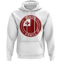 Tonga Men's Mens Football Badge Hoodie in White | Size: Small