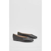 Oasis Women's Seraphina Faux Leather High Cut Square Toe Padded Ballet Pumps in Black | Size: 6