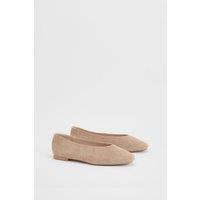 Oasis Women's Seraphina Faux Suede High Cut Square Toe Ballet Pumps in Taupe | Size: 3