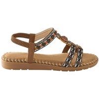 MODISHION Women's Casual Bohemian Sandals with Embellished Detail in Brown | Size: 4