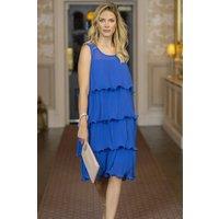 Klass. Women's Pleated Layered Sleeveless Dress in Cobalt | Size: 18