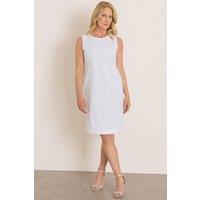 Anna Rose Women's Broderie Anglaise Cotton Shift Dress in White | Size: 22