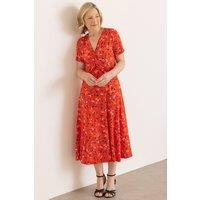 Anna Rose Women's Garden Print ITY Dress in Scarlet | Size: 20