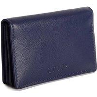SADDLER Women's 'Jessica' 2 Sections RFID Protection Leather Credit Card Holder in Dark Blue